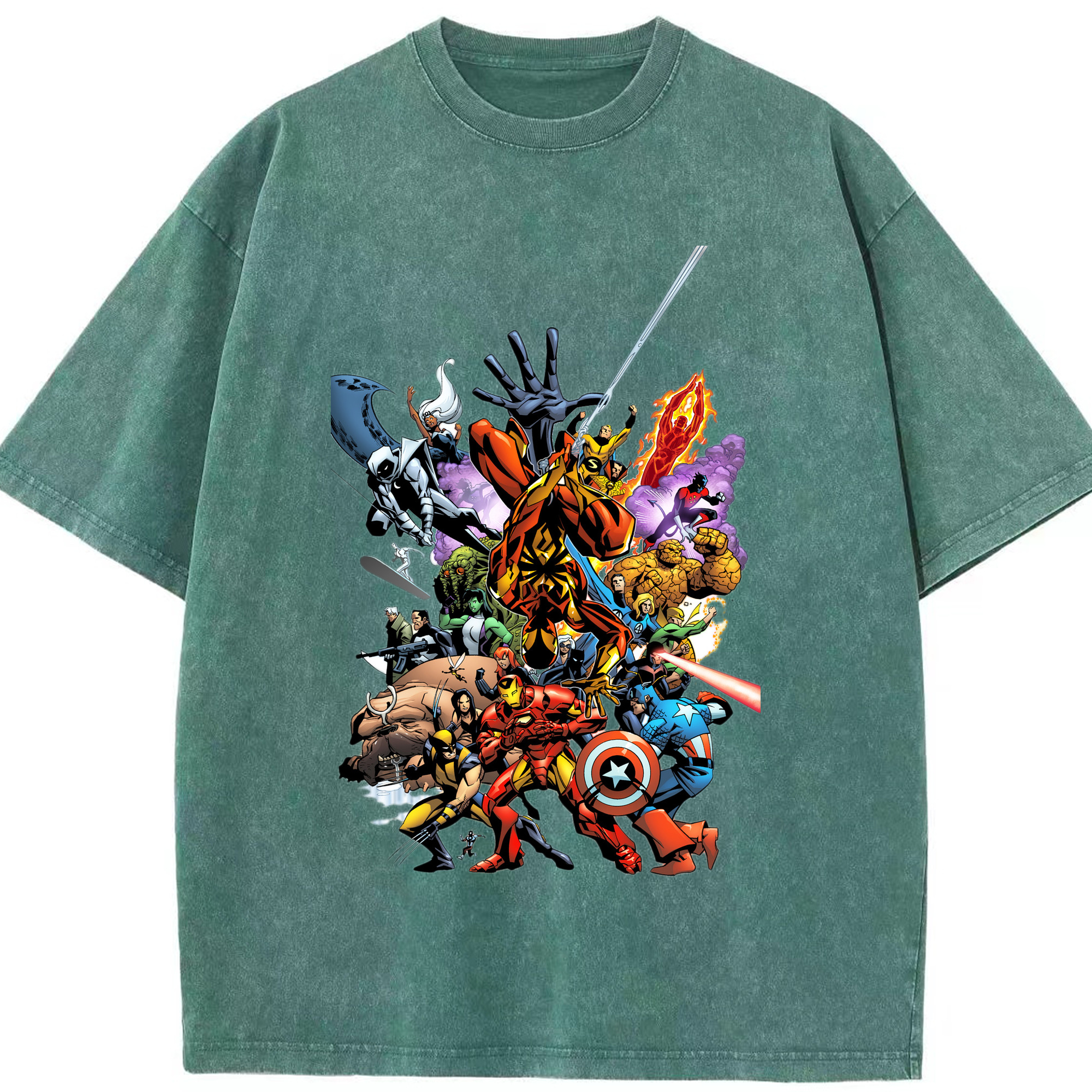 （画像用） アベンジャーズ The Avengers 綿100% ヴィンテージ風 半袖Tシャツ（フロントプリント）